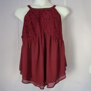 Torrid Berry Lace and Chiffon Top
